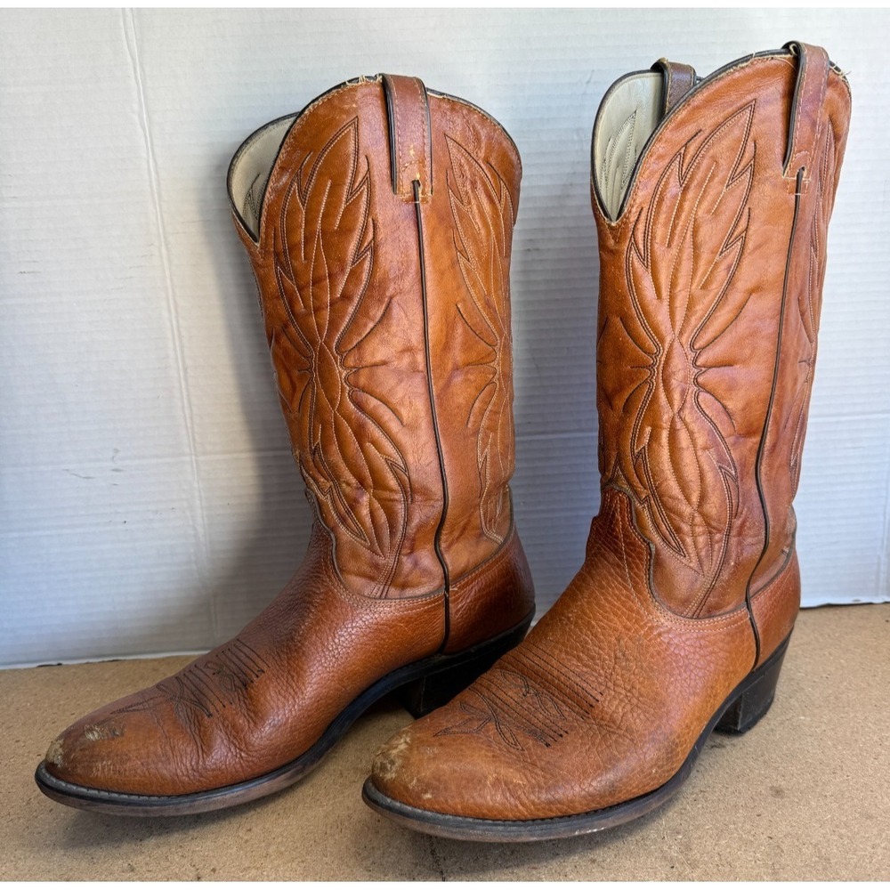 VTG Mens Sz‎ 10 EE UNBRANDED Brown Leather Cowboy Western Boots